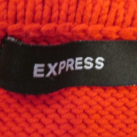 EXPRESS WOMENS SIZE M SWEATER RED ZIP FRONT CARDIGAN W/ COLLAR CHRISTMAS HOLIDAY - Picture 9 of 11